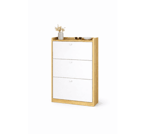 Zapatero Compacto Velux Nordic Blanco/Madera 18 Pares MDP 15mm 114×60×24
