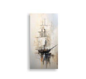Pintura Abstracta De Barco En Blanco Y Negro Para 60x120 Cm