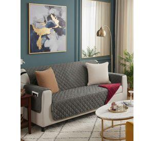 Set de Cubre sillon con bolsas diseño reversible 3 cuerpos marron