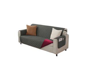 Set de Cubre sillon con bolsas diseño reversible 3 cuerpos marron