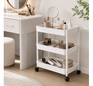 Organizador Con Rueda Para Maquillaje 3 Niveles Blanco Plastico 800