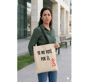 Tote Bag Asas Negras Yo No Voté Por Él bufón rojo Estampado 38x42 Cm Algodón