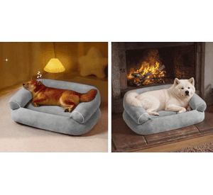 Cama Sofá Para Perros Medianos 70x55 cm Gris Lavable y Ortopédica