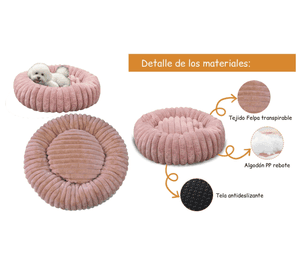 Cama Nido Donut Mascotas S Rosa 50 cm Antiansiedad Perro y Gato