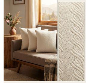 Funda Decorativa Plush Blanca Texturizada Pack de 3 046 Calidad Premium