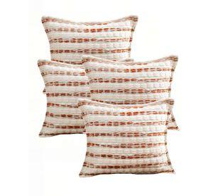PACK DE 4 FUNDAS DE COJIN 45CMX45CM A RAYAS BEIGE CON BURDEO