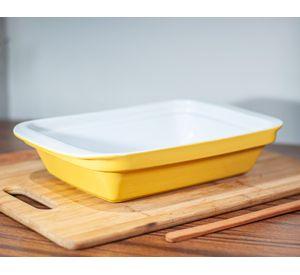 Fuente de Cerámica p/horno tipo Gres P860 - Blanco Amarillo