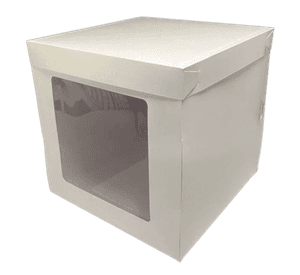 Pack 5 Caja Torta Cubo Ventana Cartulina Blanca 25x25x25cm